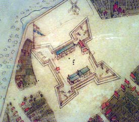 Fort Nieuw-Amsterdam, 17de eeuw, kaart Vingbooms
