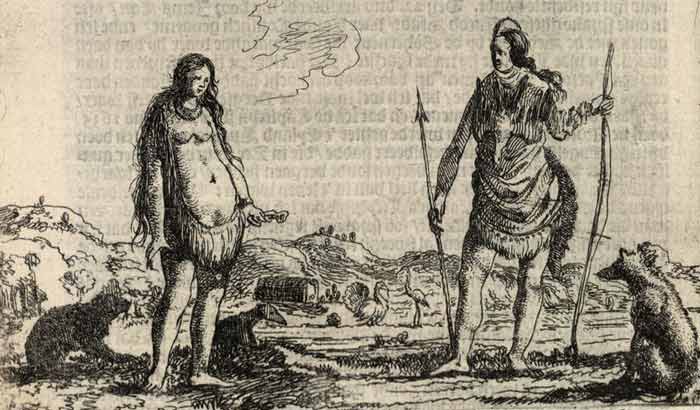 Waupatukway en oom Petakaluns Indianenmeisje en -man